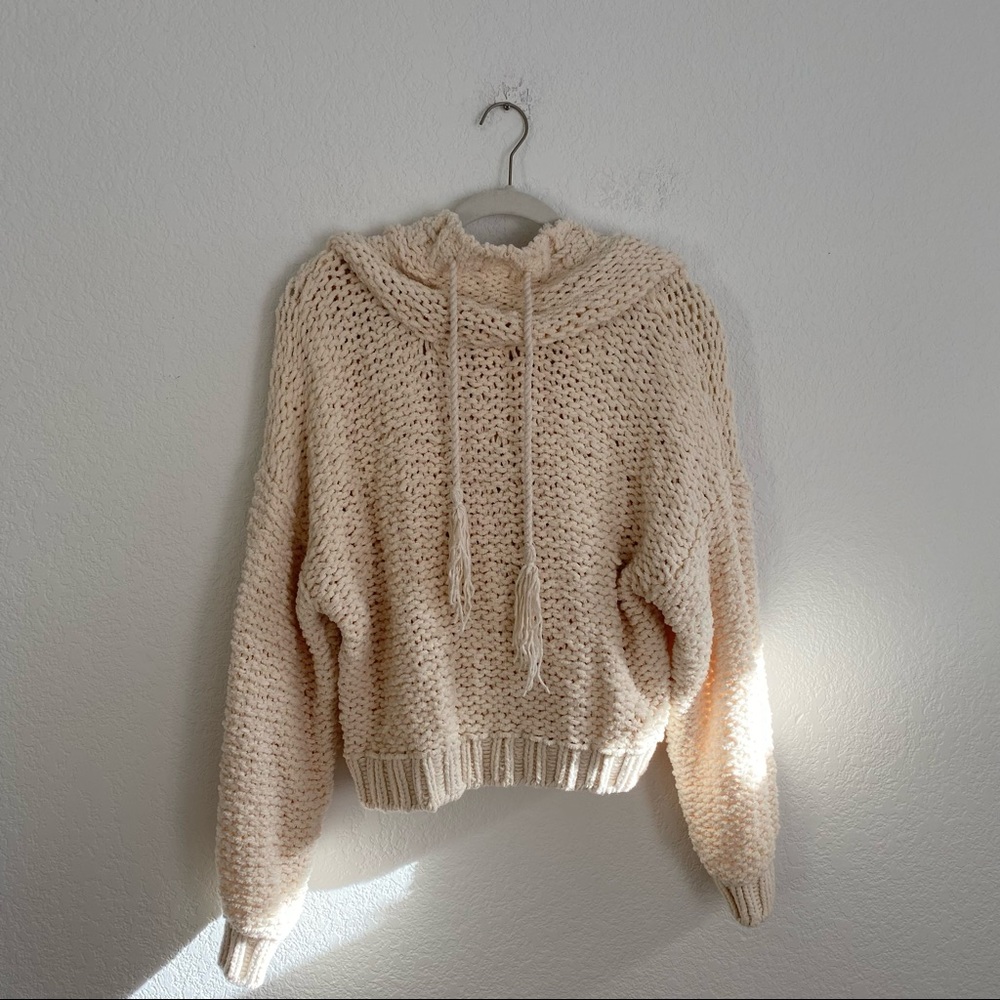 FREE PEOPLE Women’s Medium Cream Pullover Knit Sweater Crop